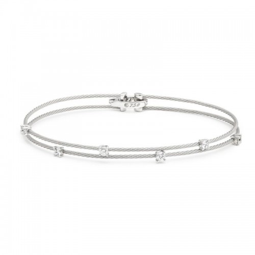 Gold And Diamond Double Wire Bracelet