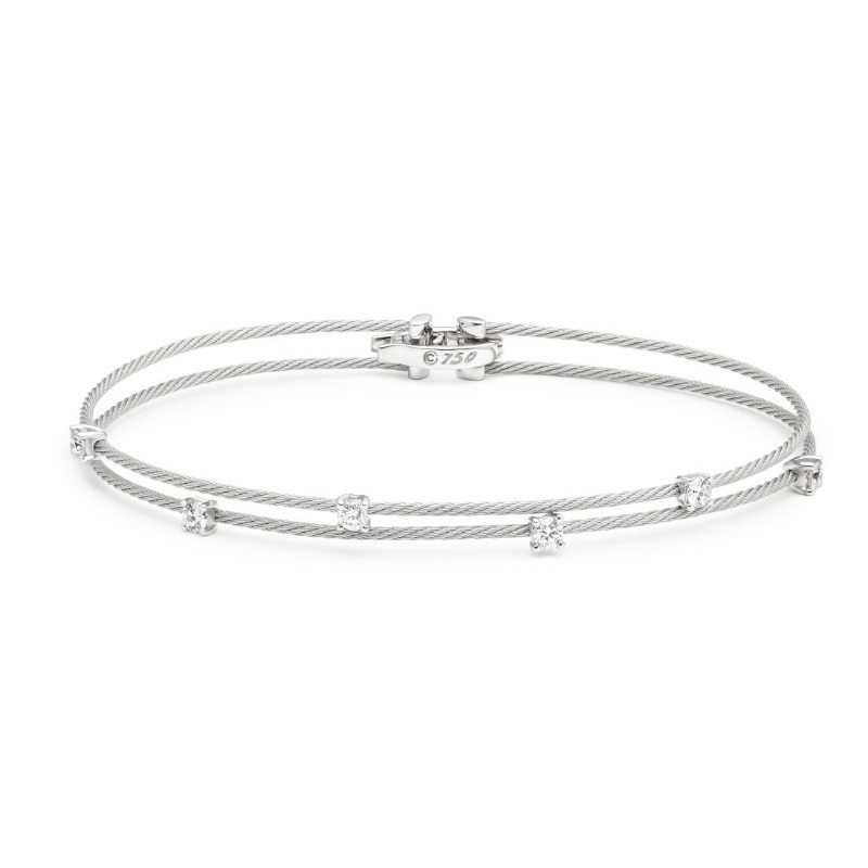 Gold And Diamond Double Wire Bracelet
