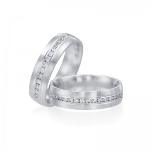 Satin-Finish Platinum And Diamond Band