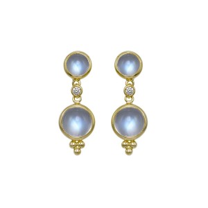 Gold Double-Drop Moonstone Earrings