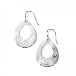 Silver Classico Crinkle Small Open Teardrop Earrings