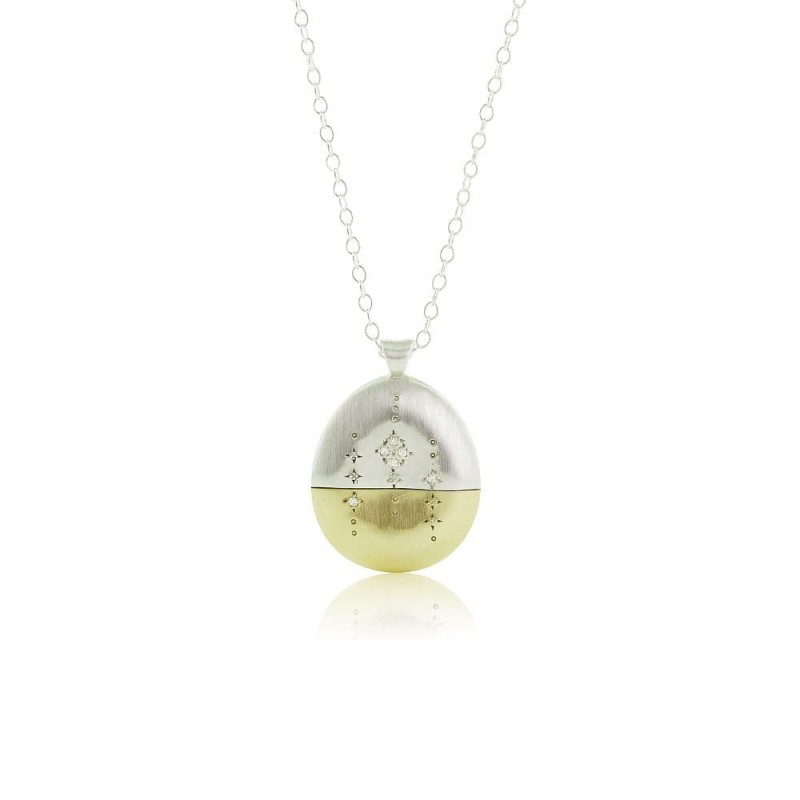 Silver And Gold Horizon Drop Pendant Necklace