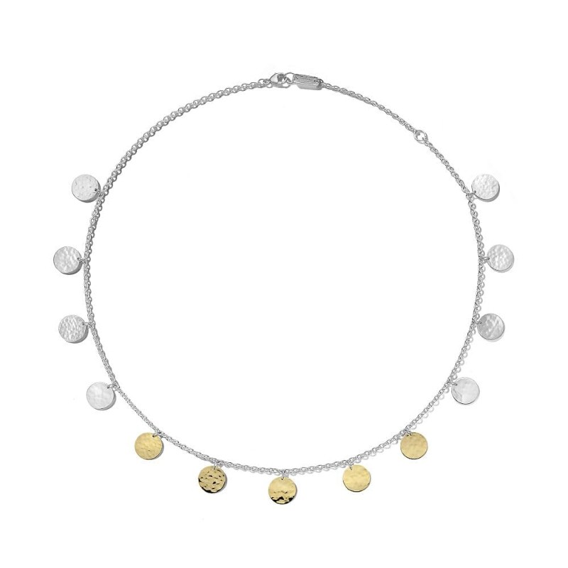 Silver And Gold Hammered Disc Necklace