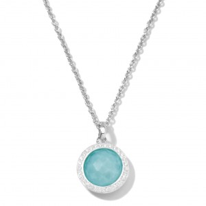 Mini Pendant Necklace In Sterling Silver With Diamonds