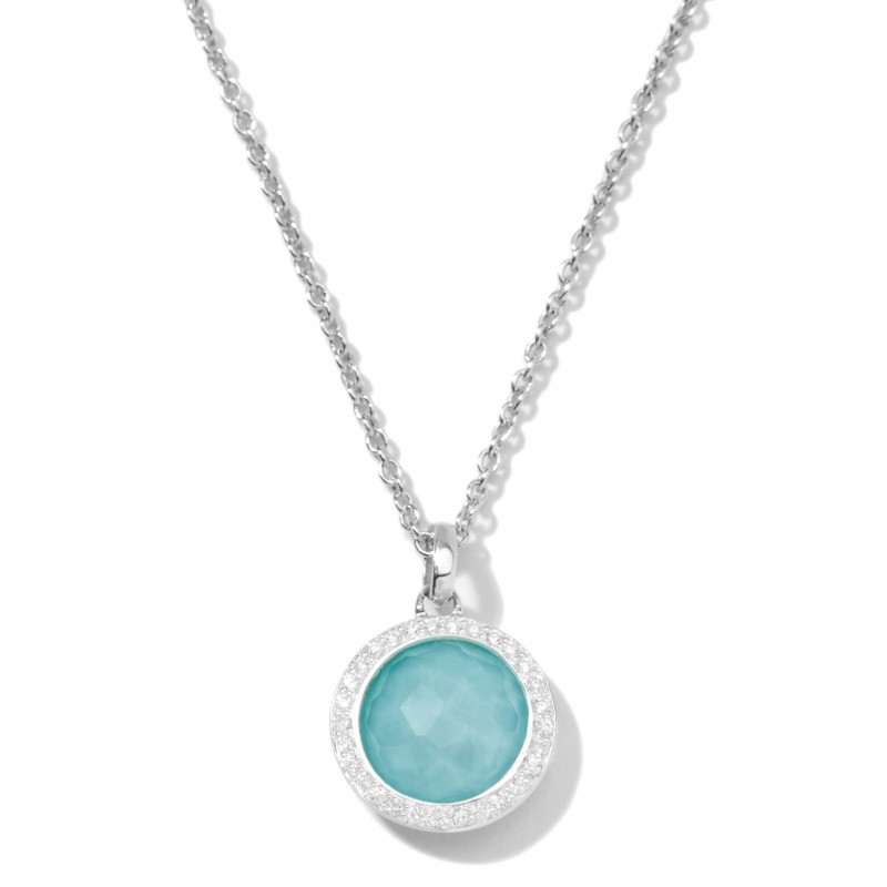 Mini Pendant Necklace In Sterling Silver With Diamonds
