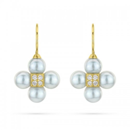 Gold Sequence Pearl Drop Earrings