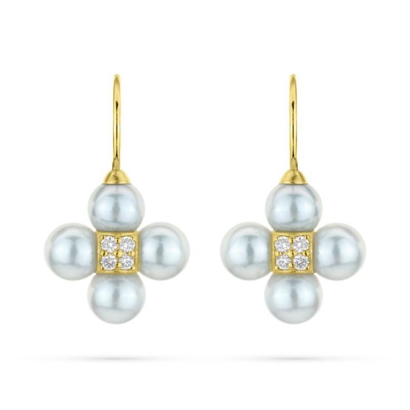 Gold Sequence Pearl Drop Earrings
