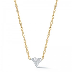 Gold And Diamond Three Stone Poppy Pendant Necklace