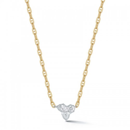 Gold And Diamond Three Stone Poppy Pendant Necklace