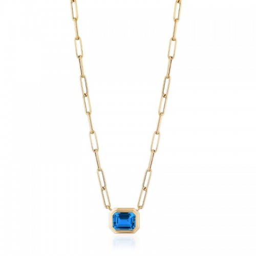 Gold And London Blue Topaz Pendant Necklace