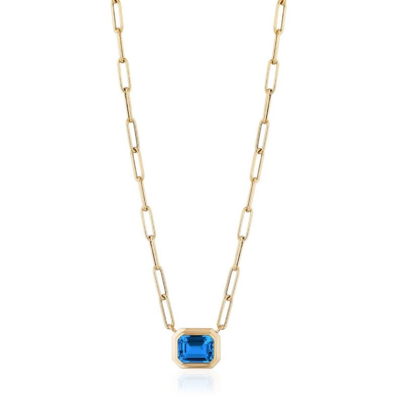 Gold And London Blue Topaz Pendant Necklace