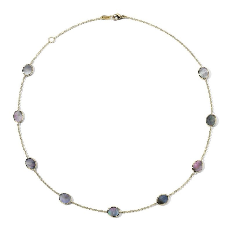 Gold Black Shell Rock Candy Confetti Station Necklace JNECK00137