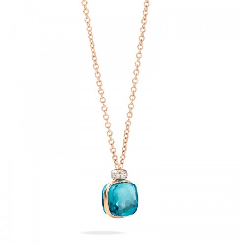 Gold Nudo London Topaz And Diamond Classic Pendant Necklace
