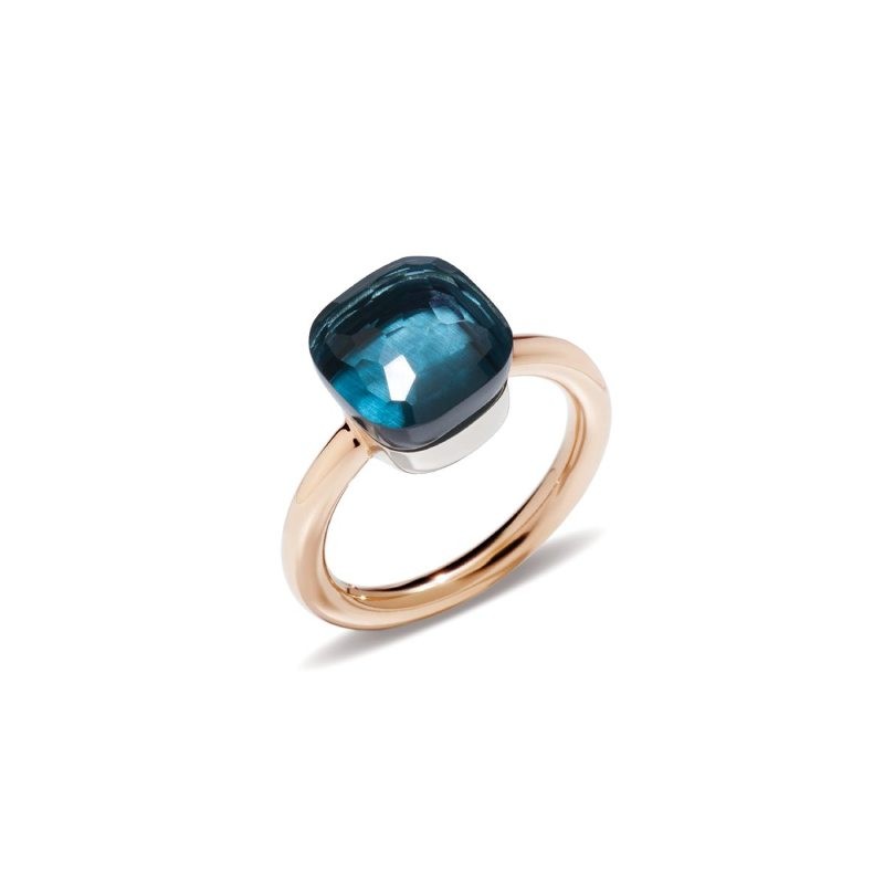Gold And London Blue Topaz Nudo Classic Ring