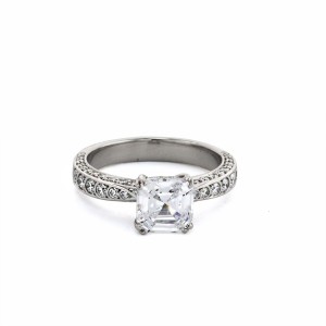 Platinum And Diamond Scallop Pave Engagement Mounting