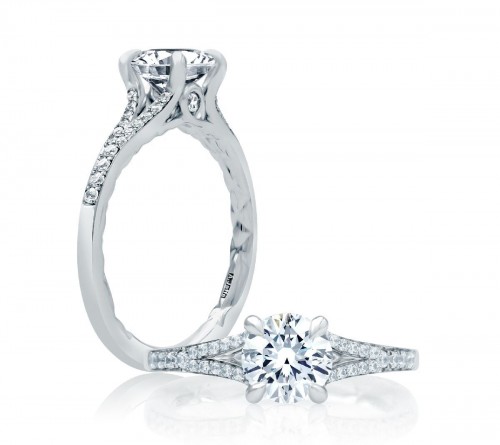 Platinum Micro Pave Quilted Engagement Ring Mounting