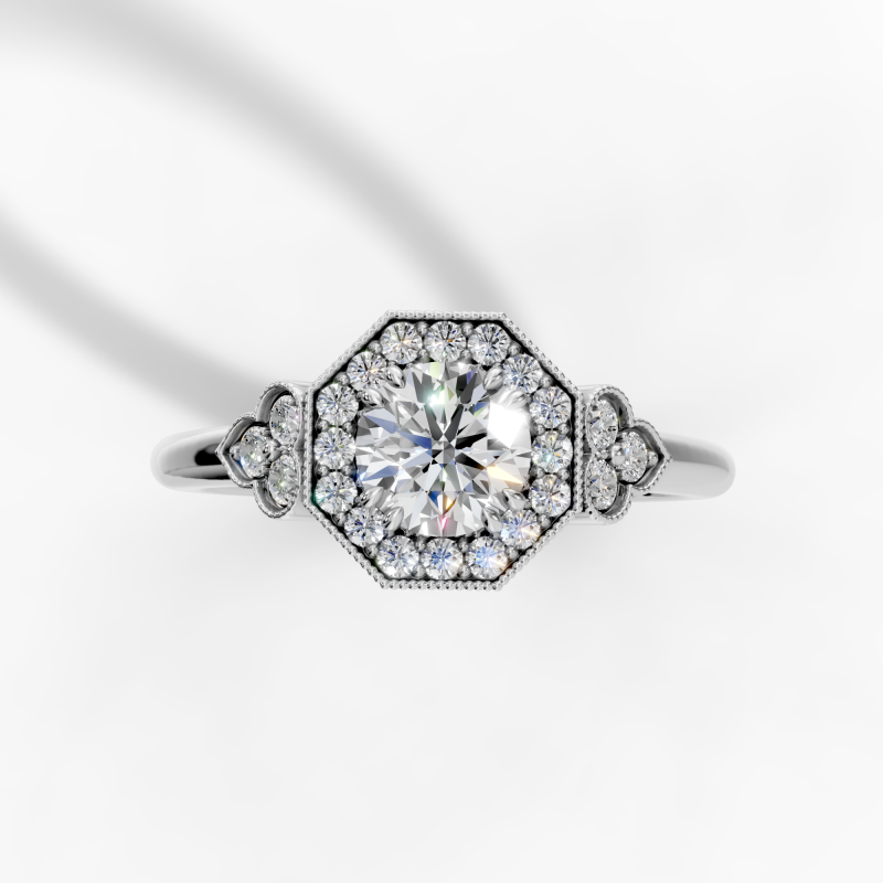 Platinum and Diamond Diamocta Halo Ring