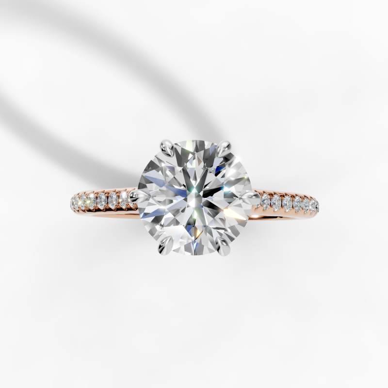 Petal Ring, 6 Prong Center Setting and Diamond Band