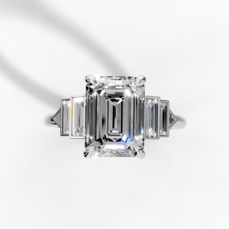 Double Step Emerald Cut Ring