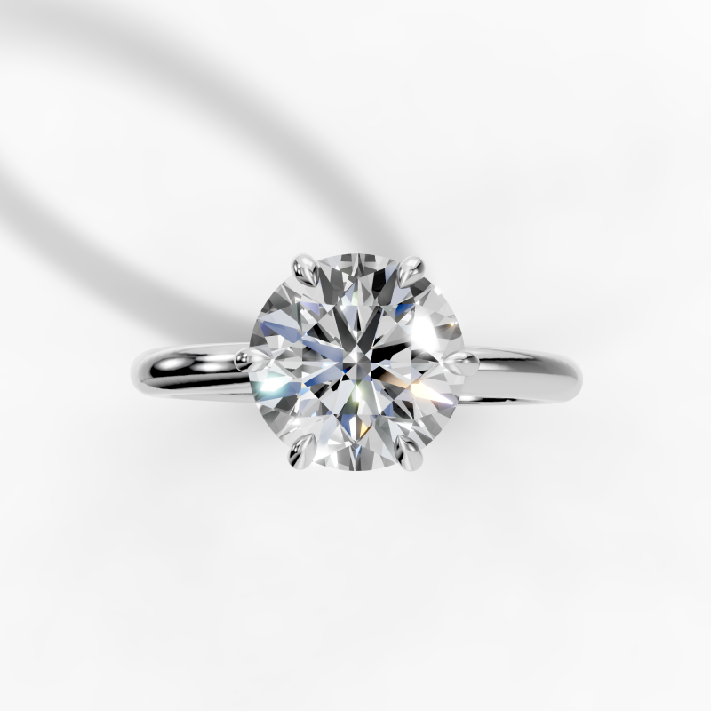 Petal Shrug Ring, 6 Prong Center with Plain Band