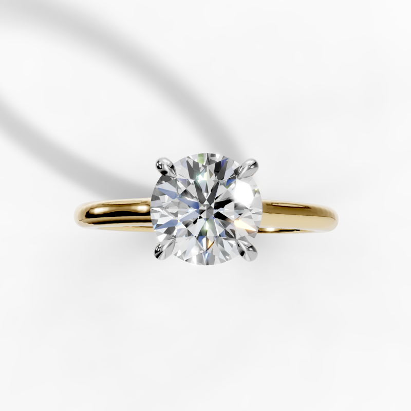 Signature Solitaire Ring, 4 Prong Center Setting and Plain Band