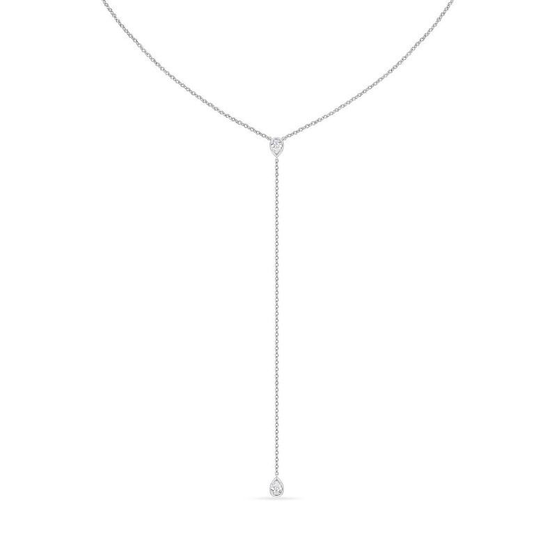 Gold Cascade Pear Shaped Diamond Lariat Necklace