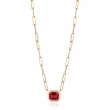 Gold And Emerald Cut Manhattan Garnet Pendant Necklace