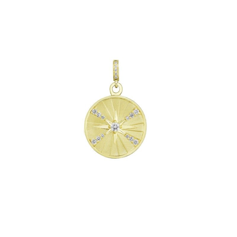 Gold And Diamond Star Medallion Charm