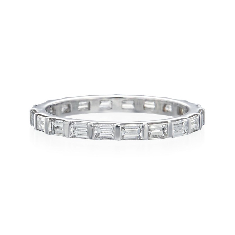 Platinum And Baguette Diamond Eternity Wedding Band Ring