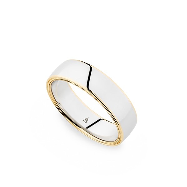 Platinum And Gold High Polish 6Mm Mens Band Ring