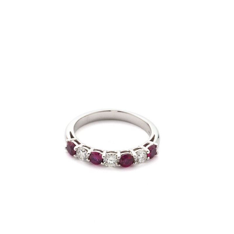 Platinum Ruby Diamond Band Ring