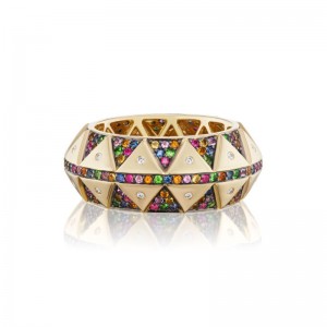 Gold And Multi-Colored Gemstone Chubby Rainbow Ring
