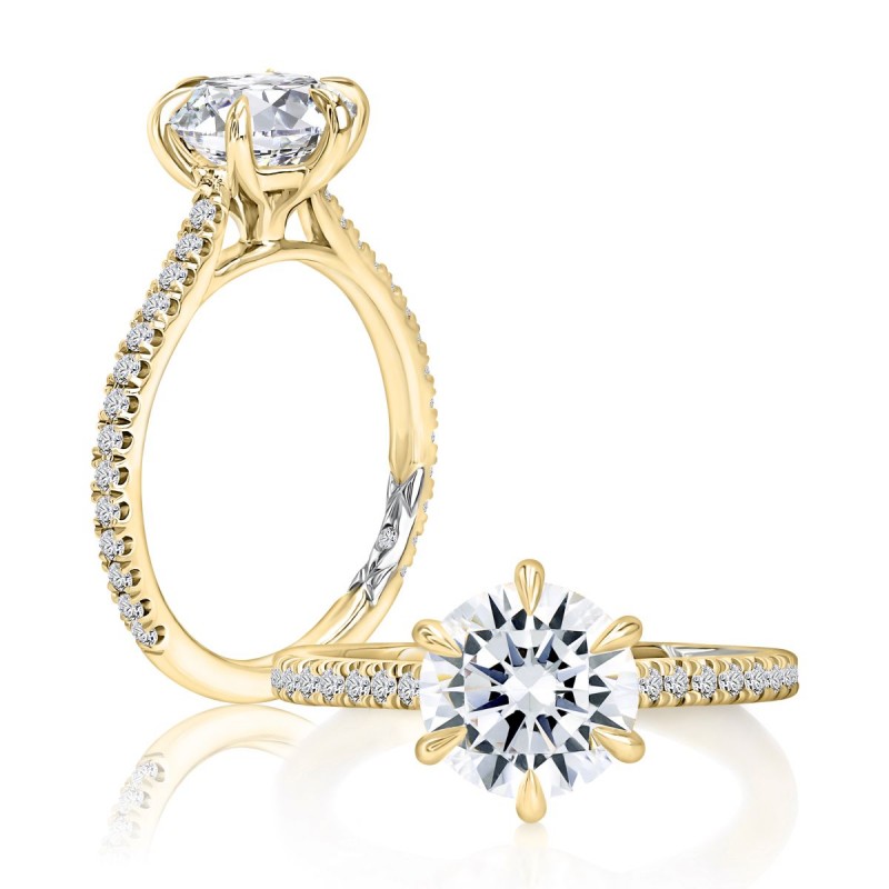 Gold and Diamond Pave Solitaire Engagement Ring Mounting