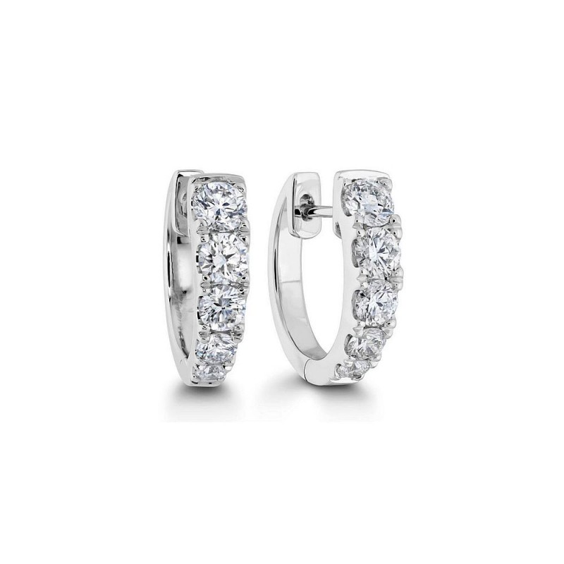 Gold and Diamond Graduated Huggie Hoop Earrings