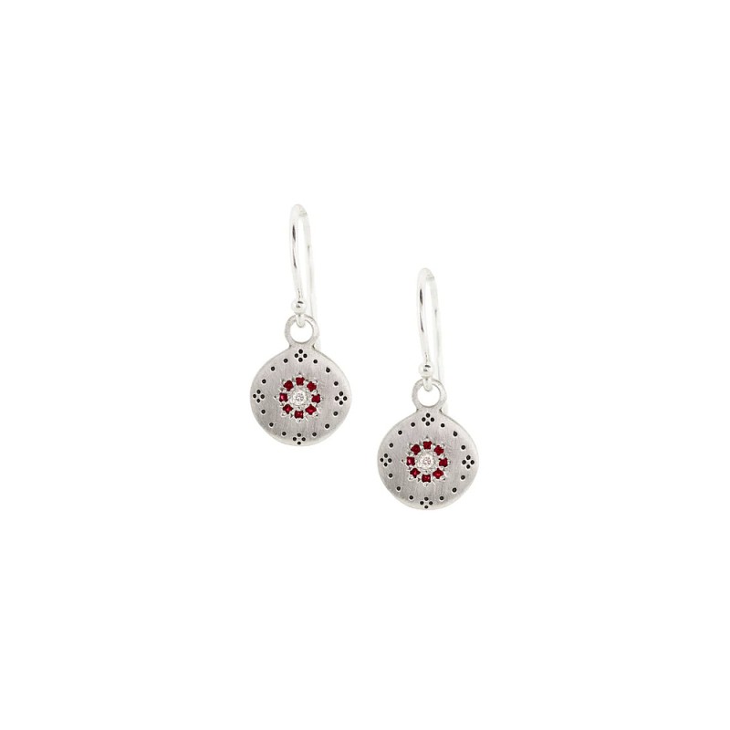 https://www.tinyjewelbox.com/upload/product/Sterling Silver Ruby and Diamond Cluster Drop Earrings