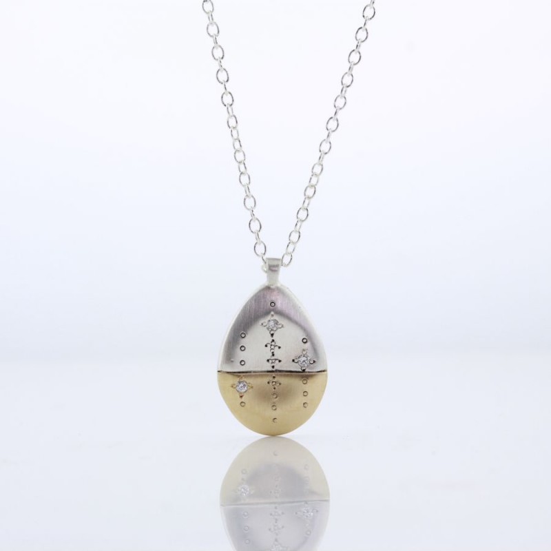 Gold And Silver Horizon Teardrop Pendant Necklace