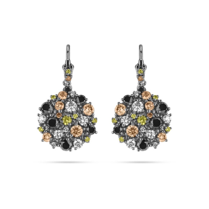 BLACK GOLD CONFETTI PAVE DIAMOND DROP EARRINGS