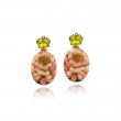 Gold Peridot and Diamond Marquetry Lotus Flower Earrings