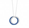 WHITE GOLD SAPPHIRE AND DIAMOND INTERLOCKING RING PENDANT NECKLACE