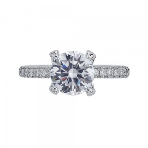 Platinum Three-Sided Micro-Pave Engagement Ring Mounting