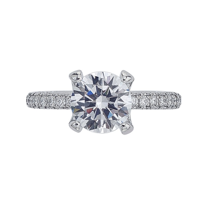 Platinum Three-Sided Micro-Pave Engagement Ring Mounting