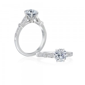 Roslyn Collection Platinum And Diamond Milgrain Engagement Mounting