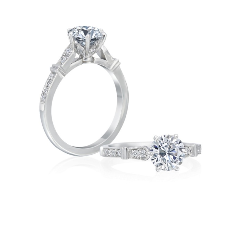 Roslyn Collection Platinum And Diamond Milgrain Engagement Mounting
