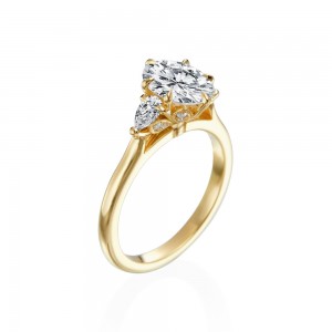 Roslyn Collection Yellow Gold Three Stone Engagement Ring Mounting