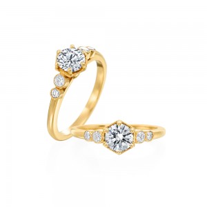 Roslyn Collection Yellow Gold Hexagonal Set Engagement Ring Mounting