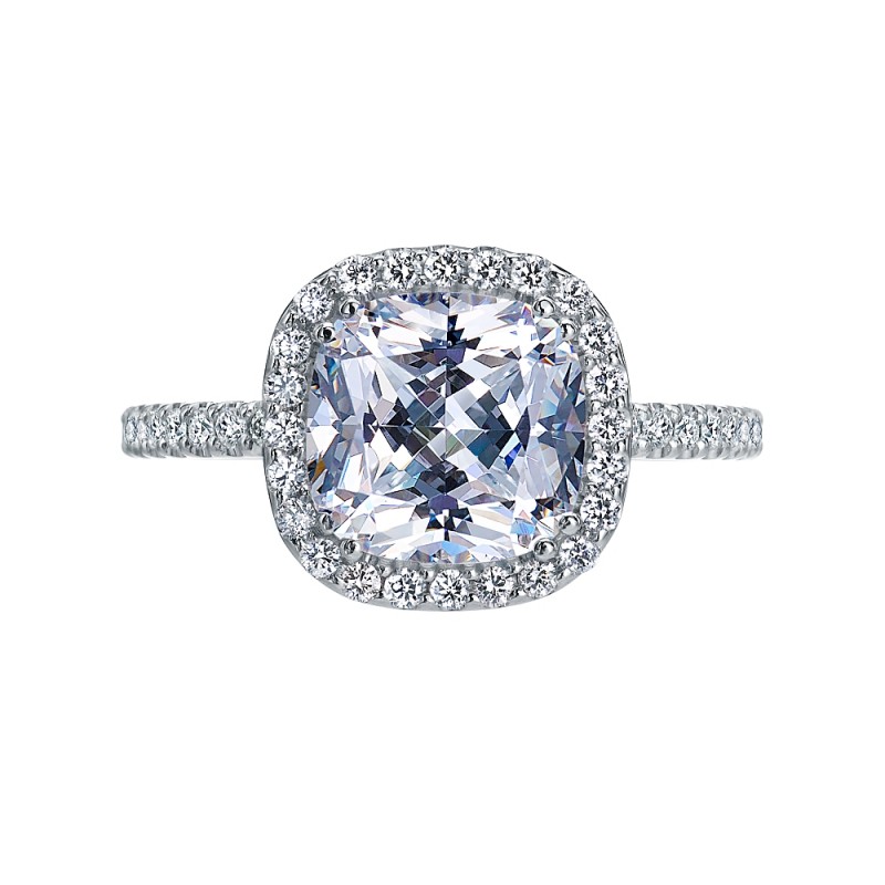 Platinum And Diamond Halo Engagement Ring Mounting