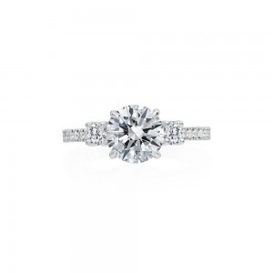 Roslyn Collection Platinum Diagon Three Stone Engagement Ring Mounting
