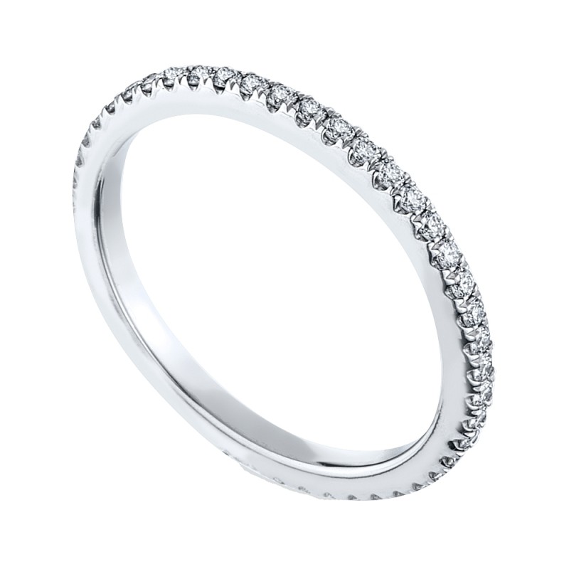 Platinum and Diamond Micro Pave Set Eternity Wedding Band