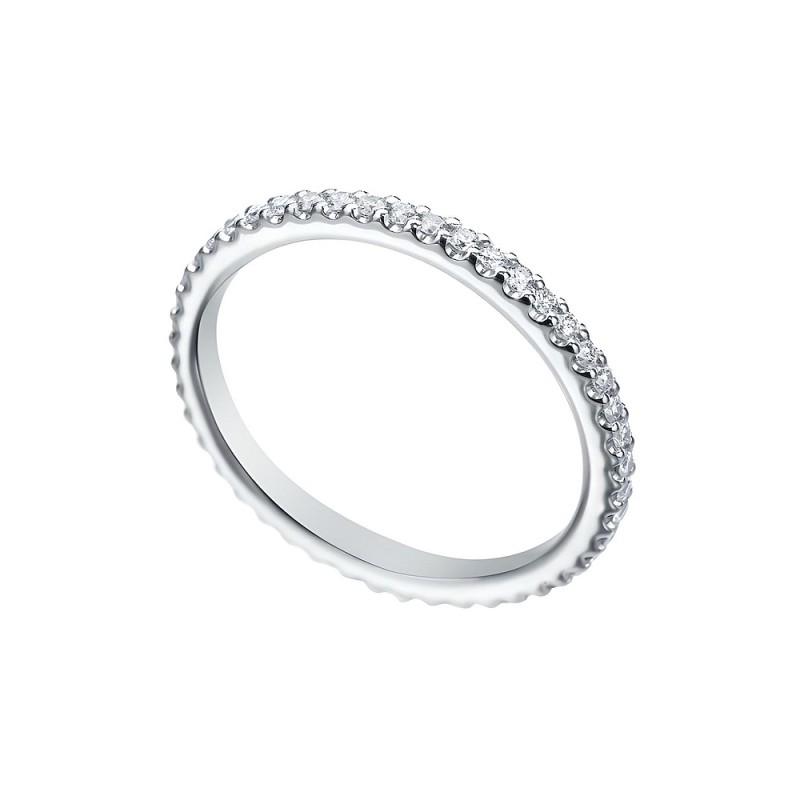 Platinum and Diamond Shared Prong Eternity Wedding Band.