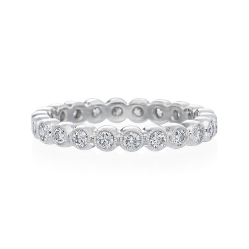 Roslyn Collection Platinum Milgrained Diamond Band Ring